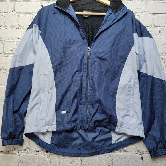 illumiNite Two Tone Blue Windbreaker Full Zip Jacket Zip Pockets Size S? - Picture 2 of 13